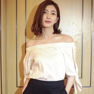 露肩女夏白色時尚早季江疏影襯衣