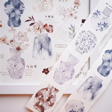 念瓷 和紙 霧面PET膠帶 輕復古風 插畫花瓶
