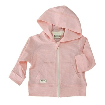 有機棉幼兒拉鍊連帽薄外套-粉紅