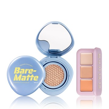 MKUP 美咖 絕對遮瑕裸霧氣墊粉餅（SPF25 PA++）+美肌修修三色遮瑕盤