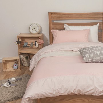 戀家小舖 100%精梳棉 床包 / 雙人【雙色系列 - 雙色粉】含兩件枕套 台灣製