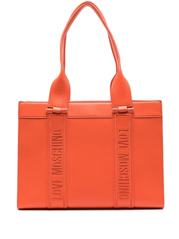 Love Moschino - logo-embroidered shoulder bag - women - Polyurethane - One Size - Orange