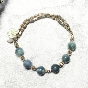 VIIART。放牧。水草瑪瑙黃銅手環。主心輪主動進取