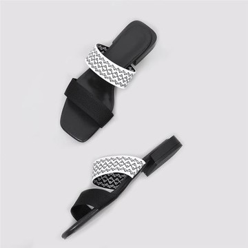 王妃涼拖鞋夏季外穿休閑飛織平底沙灘編織一字帶防滑大碼女鞋涼鞋