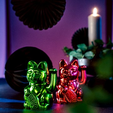 DONKEY 幸運繽紛招財貓 聖誕系列 啞光噴漆 自動擺手15cm 2色 - 閃亮紅