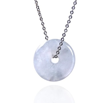 【願‧平安】冰種飄花翡翠平安扣項鍊 | 天然緬甸翡翠A貨 | 送禮