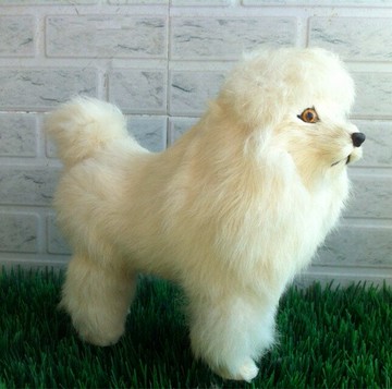 蹲貴賓犬 貴婦犬 真皮富貴犬萌狗狗 仿真動物 模型
