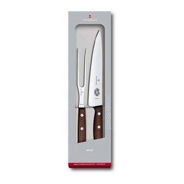 VICTORINOX 瑞士維氏 切肉刀與切肉叉二件組 楓木 5.1020.2G