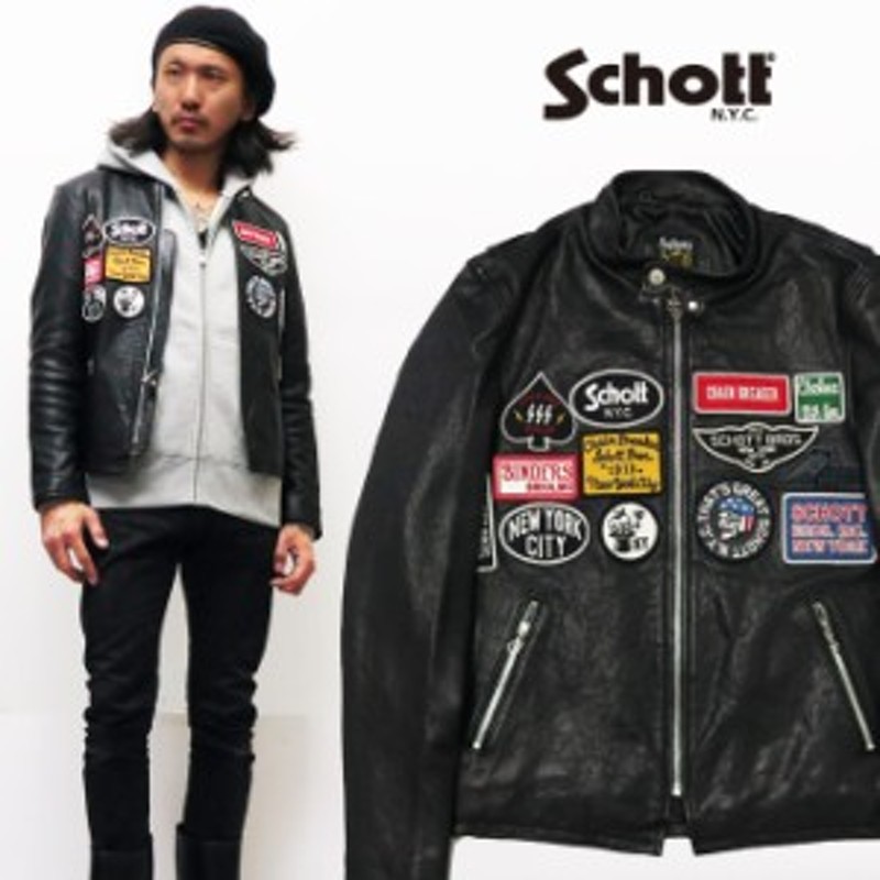 ショット Schott ラムレザー ジャケット カフェレーサー ワッペン 羊革