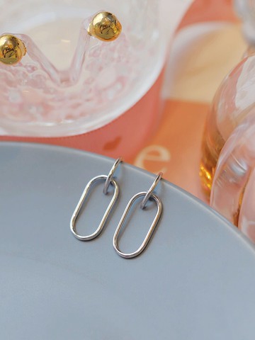 通體s925純銀復古耳環女熱播劇男朋友同款韓國東大門耳飾簡約氣質1入