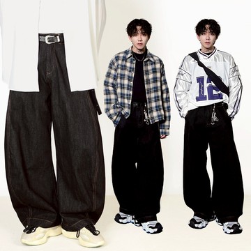 美式復古 Retro廓形彎刀牛仔褲