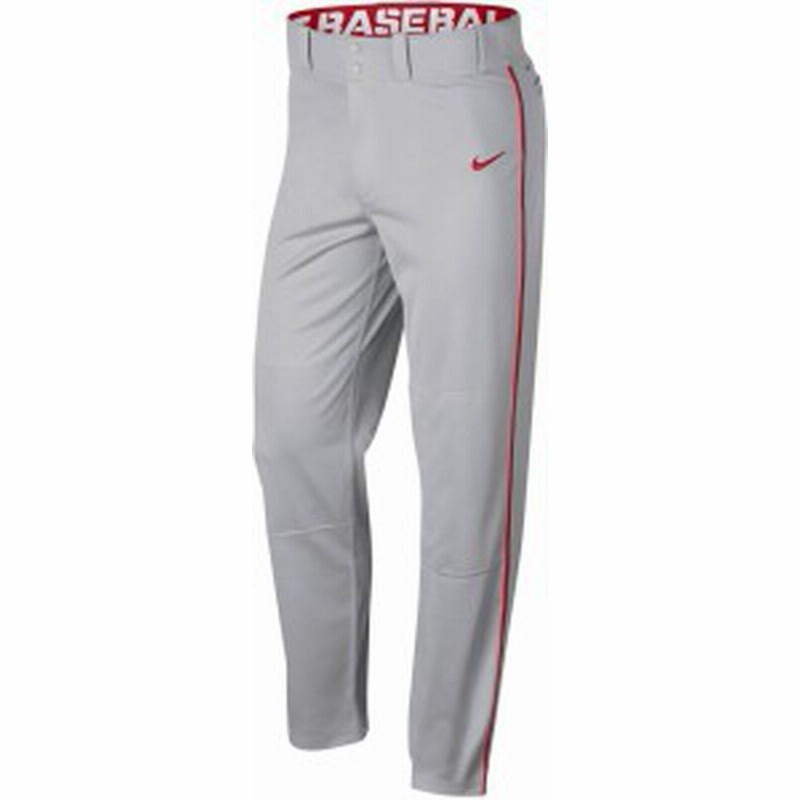 Nike Swoosh Piped Dri FIT Baseball Pants GREY RED LINE