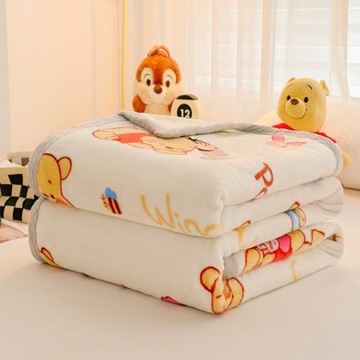 小熊維尼兒童牛奶絨毛毯保暖卡通法蘭絨空調蓋毯午休小毯子沙發毯
