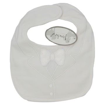 Frenchie mini couture 經典燕尾服圍兜 - 白底白領結  白色  單一尺寸