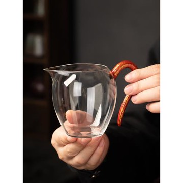 漆器茶具福州大漆手工制作耐熱透明玻璃公道杯茶海分茶器茶道配件