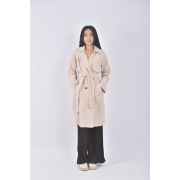 (M) wangfa質感風衣杏色外套二手衣