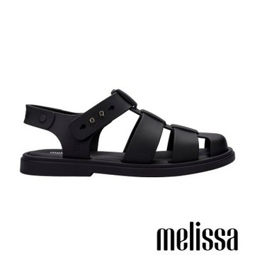 Melissa-T字寬帶羅馬涼鞋-黑色