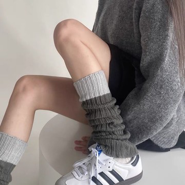【壹禾YIHOO】灰色堆堆襪套女款秋冬針織毛線腿套保暖護腿jk中筒襪子y2k小腿襪