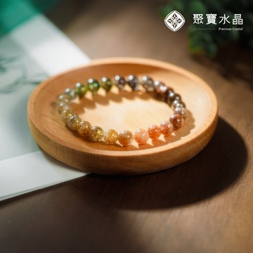 【漸層四季幽靈手鍊】黃水晶 紫水晶 白水晶 鈦晶 金草莓 藍線石 碧璽 多寶 水晶直播 聚寶水晶