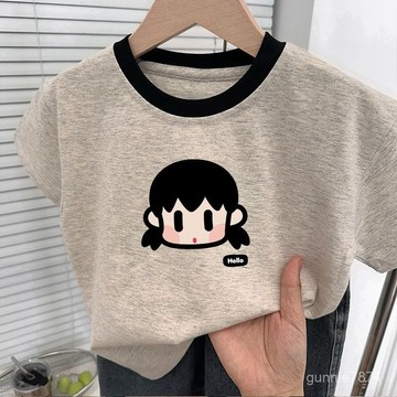 100%純棉女童短袖T恤兒童衣服2025年新款夏季上衣中小童打底衫潮兒童衣服 男女童短袖T恤 兒童半袖衫 夏季女寶上衣
