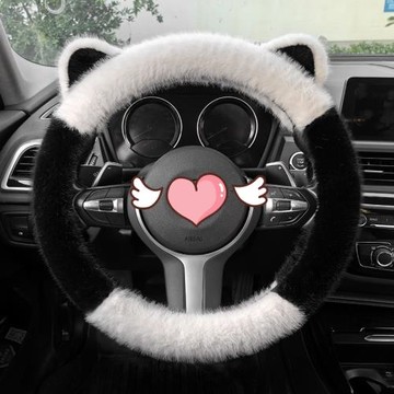 網紅高級感女神冬季毛絨保暖汽車方向盤套防滑把套可愛女性車批發