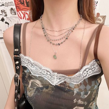 【台灣公司 可打統編】免運 復古新中式多層流蘇項鏈天然石吊墜鎖骨鏈小眾高級設計感頸鏈配飾 可開發票 全館五折 工廠現貨直銷 新品特價 z9211