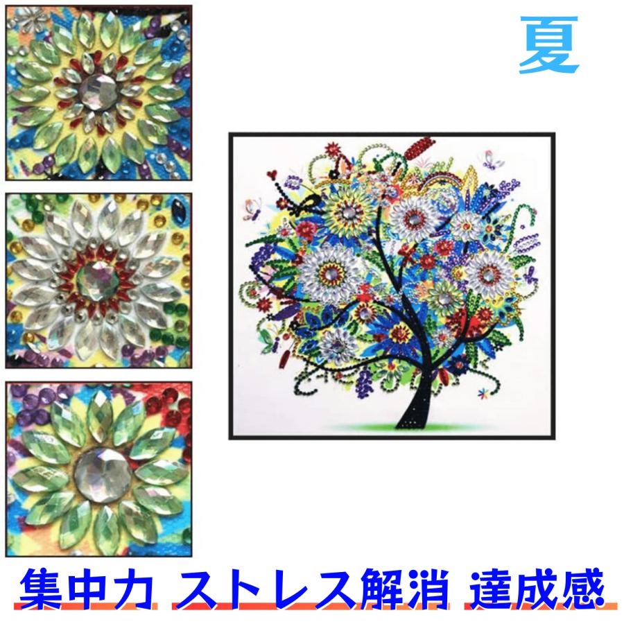 ダイヤモンドアート 初心者 ペン キット セット 丸 ビーズアート キット ツール 絵画 花 木 植物 春 夏 秋 冬 緑 金運