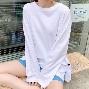 【FJstore】 MUAHMUAH 寬鬆感 薄長袖 純棉 下擺開衩 內搭 百搭款