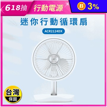 【PHILIPS 飛利浦】迷你行動循環摺疊風扇 ACR2124DX