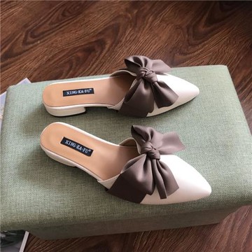 拖鞋女夏外穿2024新款時尚平底涼拖防滑尖頭網紅百搭包頭半拖鞋女