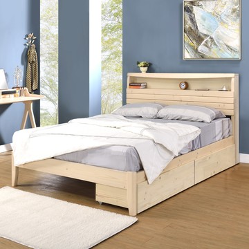 【Homelike】喜家居雙人5尺附插座抽屜床組(象牙白)(2262)