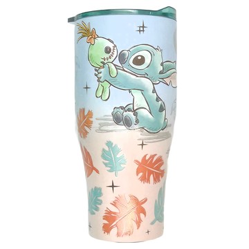 Disney 迪士尼 304不鏽鋼真空酷樂杯 DS-7908 10.2 x 9.5 x 21cm 口徑 9.5cm  史迪奇沙灘  900ml  1個