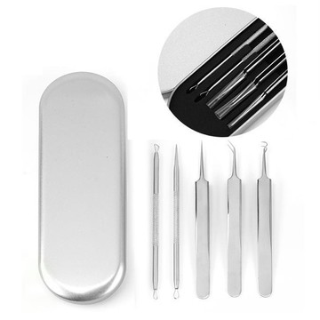 Hybolar  粉刺夾 清粉刺 5件組 不鏽鋼材質 粉刺針 粉刺棒 清理 粉刺 痘痘 黑頭粉刺 的最佳 美容工具