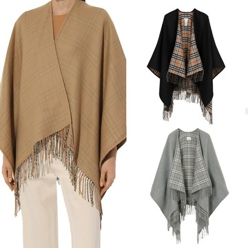 BURBERRY 經典格紋雙面羊毛斗篷(任選)