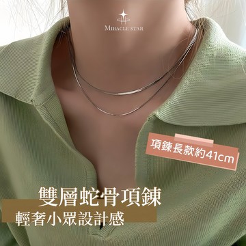 Miracle star (現貨 隔日達✨)雙層蛇骨項錬女 輕奢小眾設計感鎖骨錬 簡約氣質頸錬 配飾
