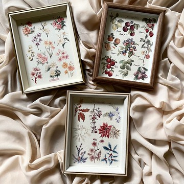 手繪復古植物圖鑑小海報 - 含框組 / 聖誕海報 聖誕禮物 復古圖鑑
