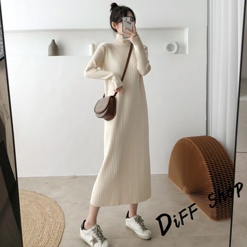 韓版直筒過膝長版洋裝【S339】