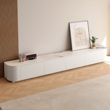 公司貨 超低價 實木奶油風巖板電視櫃茶幾組合小戶型現代簡約客廳電視櫃落地 快速發貨