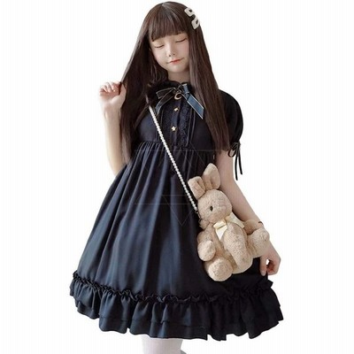 ロリータ ワンピース 半袖 ゴスロリ ゴシック ロリータ服 森ガール 女の子 姫 ドレス 可愛い ゆめかわいい コスプレ 衣装 学園祭 文化 通販 Lineポイント最大get Lineショッピング