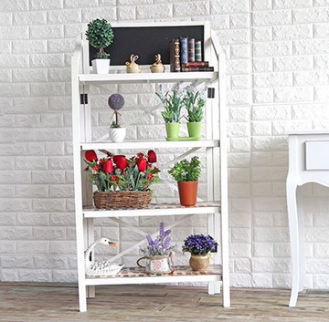 家居店鋪櫥窗裝飾歡迎架 法式鄉村木質做舊花架 四層置物架1入