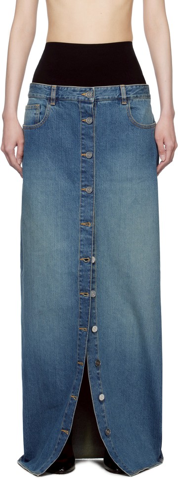 ALAÏA 蓝色 Knitted Waistband 牛仔半身裙