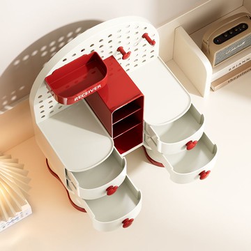 【台灣公司 可打統編】家用桌面收納盒洞洞抽屜式學生辦公室多功能書桌文具整理 h8157