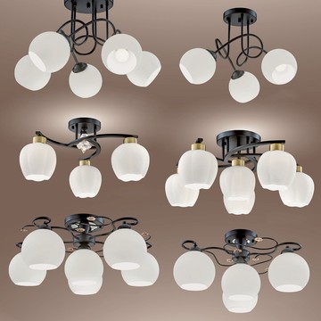 現代玻璃半吸頂燈  49-63371、63372、63373、63374、63375、63376