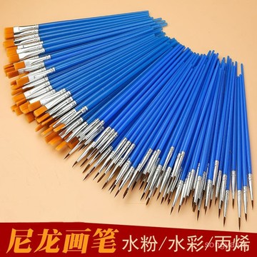 兒童尼龍毛數字油畵筆水粉水彩顔料畵刷幼兒園描綫塑料勾綫平頭筆尼龍畫筆A31