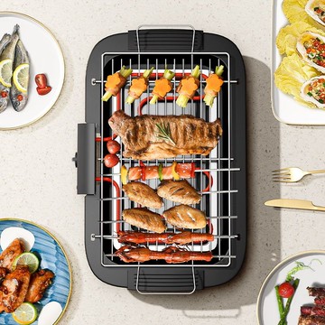 優樂悅~電燒烤爐燒烤用具燒烤架家用電燒烤爐室內燒烤烤串機無煙燒烤架子 燒烤架 燒烤爐