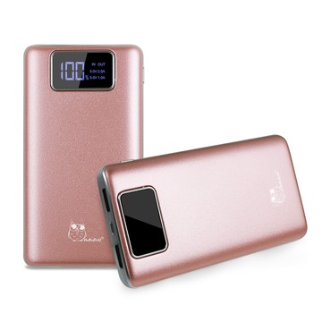 10000mAh up 貓頭鷹 18000++ LED數位冷光面板 輕薄行動電源-玫瑰金