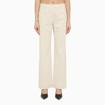 Regular white cotton trousers