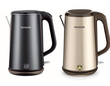 免運 公司貨 AIWA 愛華 DKS1318 三層防燙電茶壺 不鏽鋼 電熱水壺 快煮壺 1.8L 黑色 金色