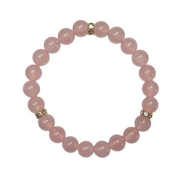 【喨喨飾品】 愛情寶石3A 8mm粉晶/金色波浪水鑽 手鍊 A893