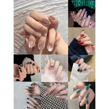 穿戴甲中長款冰透感小眾晶石貓眼